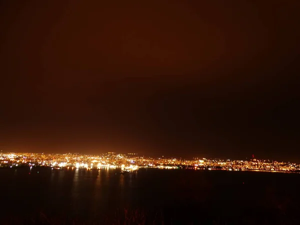 Gece Cityscape Panoramik Görünüm — Stok fotoğraf