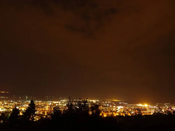 Vista Panorâmica Paisagem Urbana Noturna — Fotografia de Stock