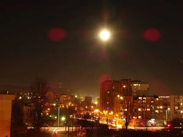 Panoramisch Zicht Nacht Cityscape — Stockfoto