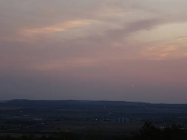 Hermosa Vista Del Cielo Rosa Atardecer — Foto de Stock