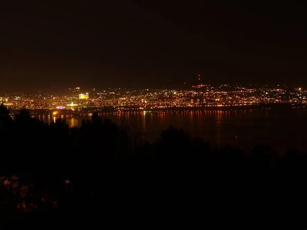 Panoramiczny Widok Miasto Miejski Noc — Zdjęcie stockowe