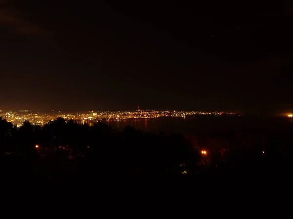 Panoramautsikt Över Natt Stadsbilden — Stockfoto