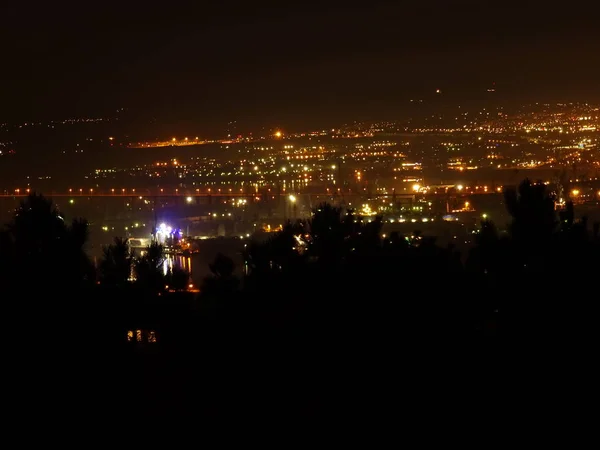 Panoramautsikt Över Natt Stadsbilden — Stockfoto