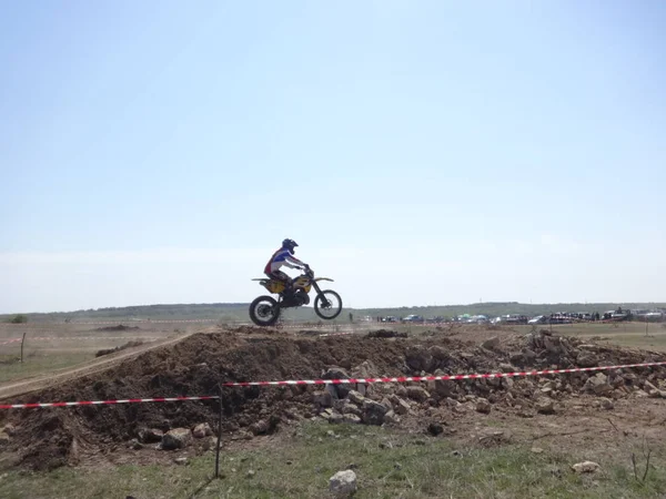 Extrema Competição Fora Estrada Motocicleta — Fotografia de Stock