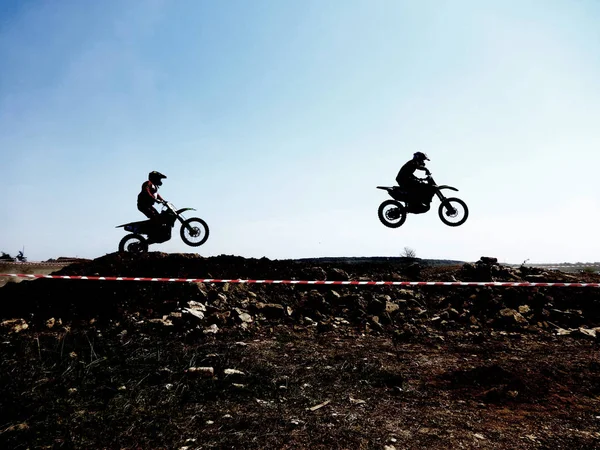 Extrema Competição Fora Estrada Motocicleta — Fotografia de Stock