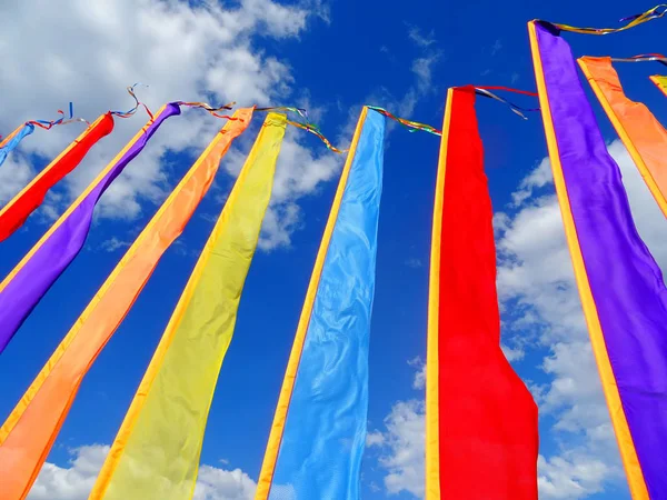 Colorful Vertical Flags Background Sky — Stock Photo, Image