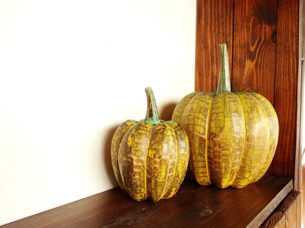 Vista Giallo Zucca Decorazione — Foto Stock