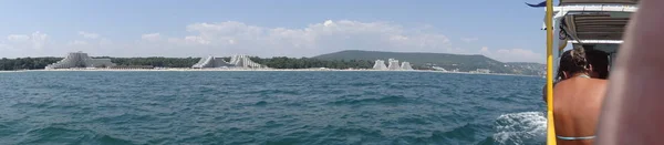 Panorama Coast View Boat Water — Stock Photo, Image