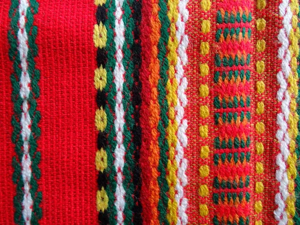 Red Native Bulgarian Dress Pattern — Stock Photo, Image