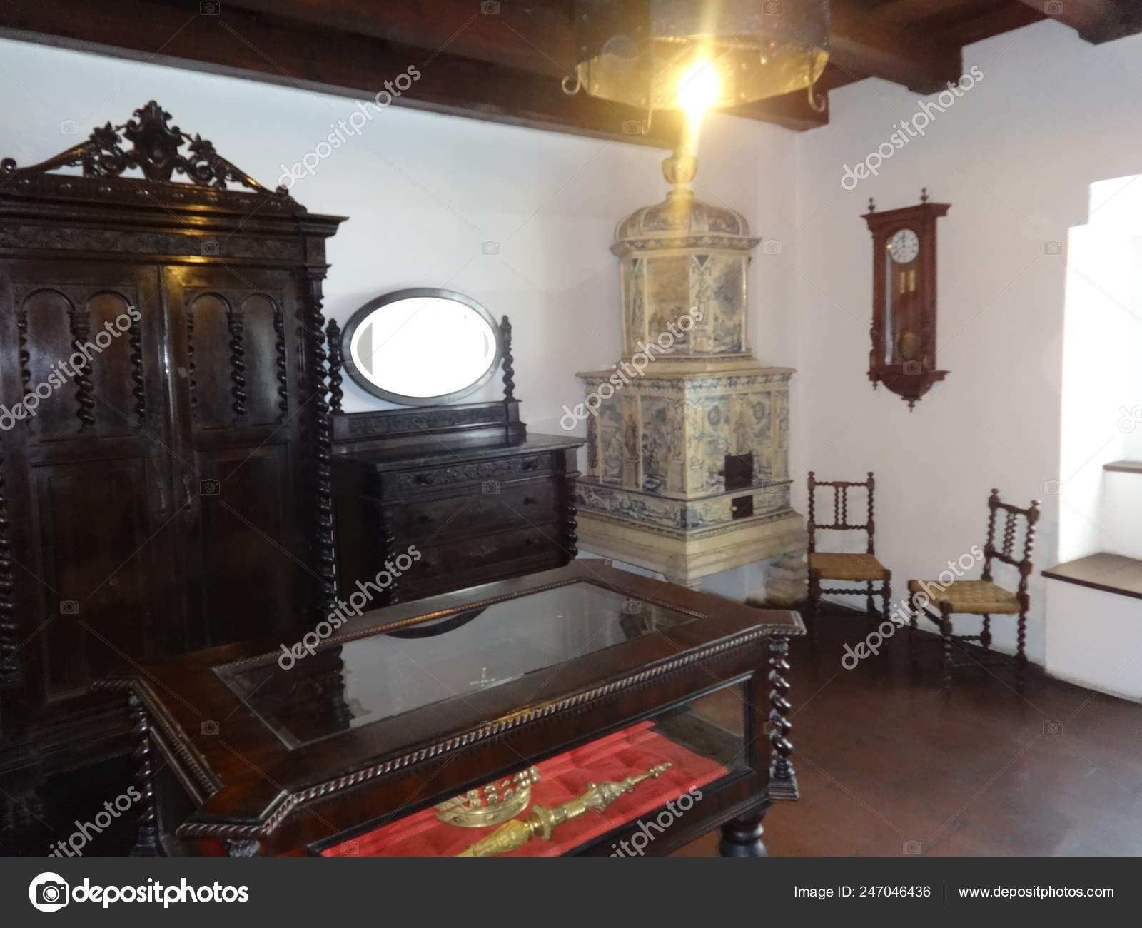 Vintage Interior Bran Castle Romania Stock Photo