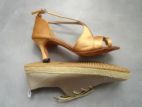 Golden Male and Female Dance Shoes