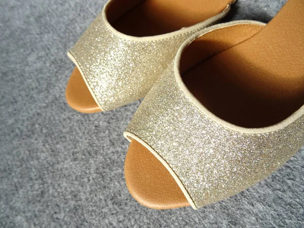 Golden Women Flat Shoes — стоковое фото
