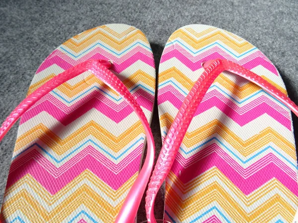 Flip Flops Menina Rosa Zigzag — Fotografia de Stock