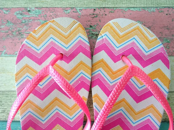 Flip Flops Menina Rosa Zigzag — Fotografia de Stock