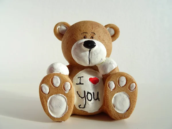 Liefde Teddy Bear Keramische Figuur — Stockfoto