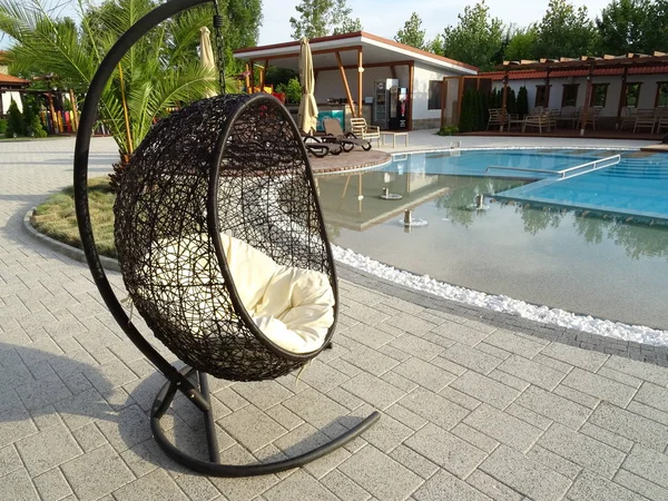 Scaun Agățat Hammock Lângă Piscină — Fotografie, imagine de stoc