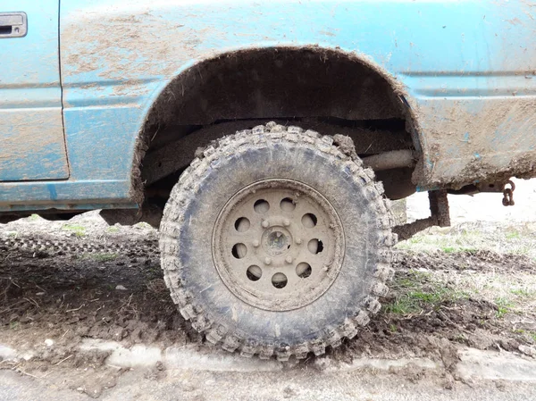 View Dirty Car Wheel — Stock Photo, Image