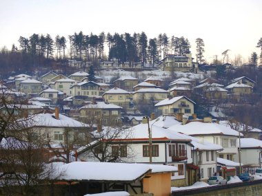 Kar larla Kaplı Tryavna Evlerinin Çatıları