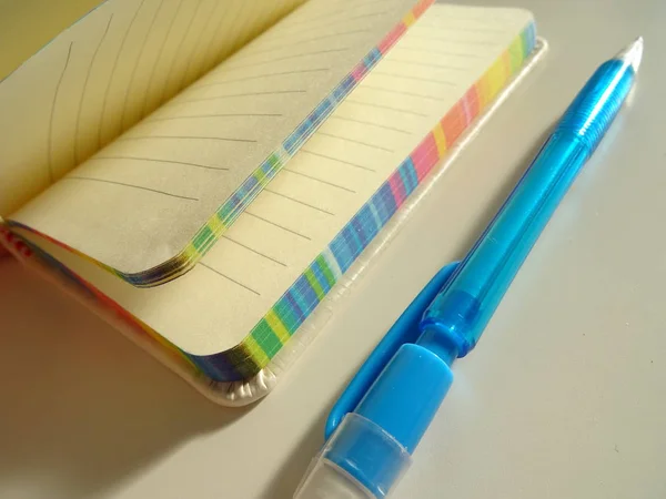 Small Pad Blue Pencil — Stock Photo, Image