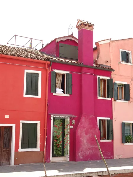 Kolorowy Dom Faades Burano Włochy — Zdjęcie stockowe