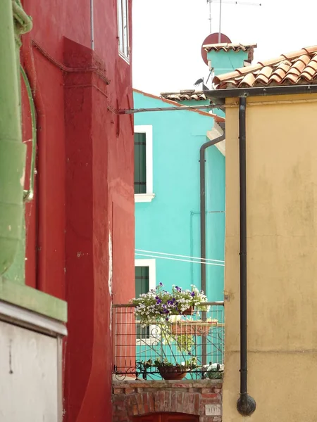 Kleurrijk Huis Faades Burano Italië — Stockfoto
