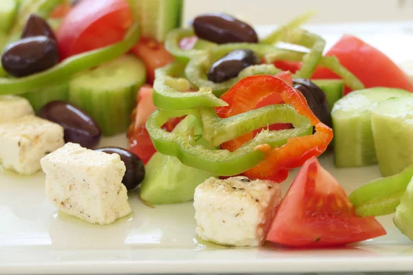 Traditional Greek Salad with Fetta Cheese, Tomatoes, Cucumber, P Stock Picture