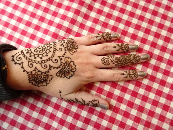 Indian Tattoo On A Female Hand Elegant Body Art Stock Photo Indian Tattoo On A Female Hand Elegant Body Art Stock Photo