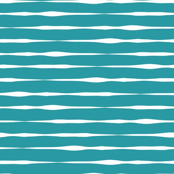 Horizontal wavy doodle lines seamless vector background. Teal blue turquoise hand drawn horizontal strokes in rows on white background. Textured backgound. Abstract geometric lines background — Stock Vector