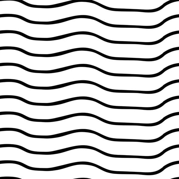 Patrón sin costura vectorial. Líneas onduladas irregulares horizontales en blanco y negro. Ilusión óptica. Perfecto para fondos — Vector de stock