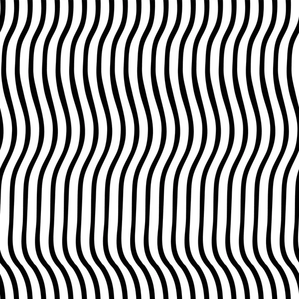 Líneas onduladas irregulares verticales en blanco y negro. Patrón sin costura vectorial. Ilusión óptica. Perfecto para fondos . — Vector de stock