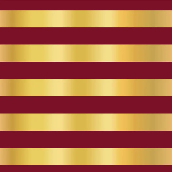 Strisce di lamina d'oro su sfondo rosso senza cuciture modello vettoriale. Linee orizzontali dorate. Design elegante. Natale, Capodanno, carta da parati, prenotazione di rottami, banner, matrimonio, invito alla festa, festa di compleanno — Vettoriale Stock