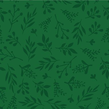 Soyut ile sorunsuz vektör arka plan yeşil yaprakları. Basit yaprak dokusu içinde yeşil, sonsuz yeşillik desen. İnce Noel arka plan. Kağıt, desen dolgusu, web afiş, kumaş, kartları, davetiyeleri