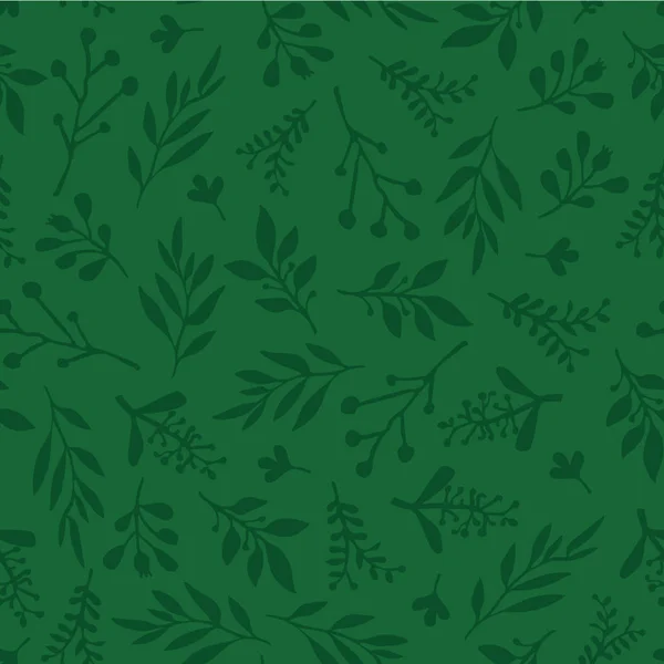 Безшовний векторний фон з абстрактним листям зеленого кольору. Проста текстура листя в зеленому, нескінченному візерунку листя. Тонкий різдвяний фон. Папір, заповнення візерунків, веб-банер, тканина, картки, запрошення — стоковий вектор