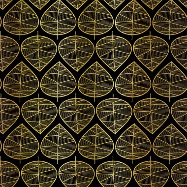 Altın folyo vektör arka plan siyah yaprak