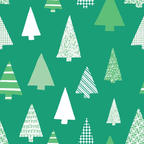 Abstract Christmas Trees Vector Seamless Pattern Christmas Tree Silhouettes White — Stock Vector
