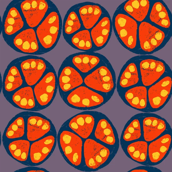 Абстрактные Тропические Фруктовые Ломтики Фиолетовый Синий Оранжевый Желтый Бесшовный Рисунок — стоковое фото