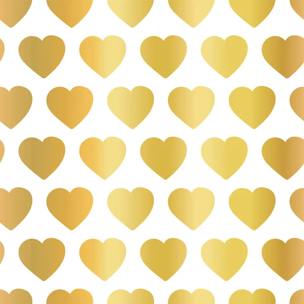 Gold foil hearts seamless vector background. Pattern with shiny golden hand drawn hearts on white background. Use for poster, packaging, girls, women, web banner, Valentines Day, page fill, wrapping — Stock Vector
