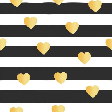 Sorunsuz vektör desen altın folyo kalpler çizgili