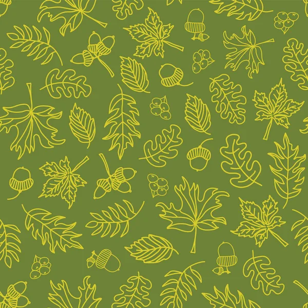 Automne doodle laisse fond vectoriel sans couture . — Image vectorielle