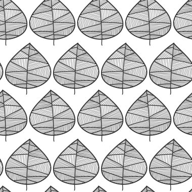 Sorunsuz tek renkli doodle yaprak vektör arka plan