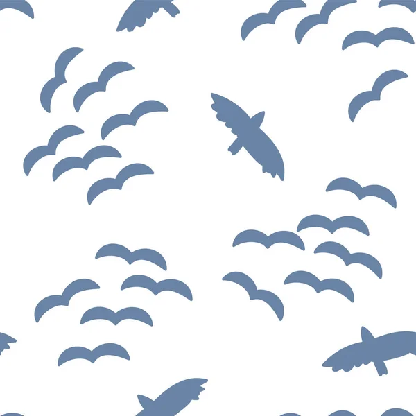 Bandada de aves en el cielo patrón de vectores sin fisuras . — Archivo Imágenes Vectoriales