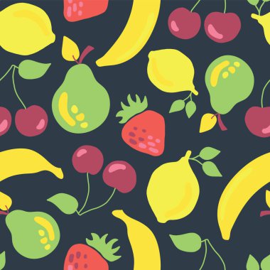 Meyve Dikişsiz desen vektör. Vintage ilham