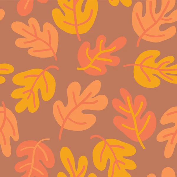 Vector naadloze Oak leaf seaonal achtergrond oranje, geel, goud. Herfst patroon van Val vertrekt voor textiel, digitale papier, behang, webbanner, uitnodiging, Thanksgiving, pagina opvulling, kaart — Stockvector