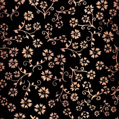 Rose Gold folyo çiçek vektör seamless modeli