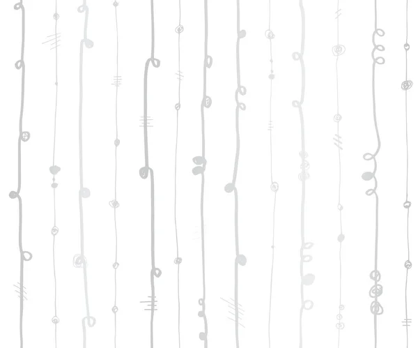 Lámina de plata líneas verticales abstractas patrón de vectores sin costura. Rayas verticales onduladas metálicas con elementos giratorios sobre fondo blanco. Elegante para el fondo de pantalla, reserva de chatarra, boda, invitación de fiesta — Archivo Imágenes Vectoriales