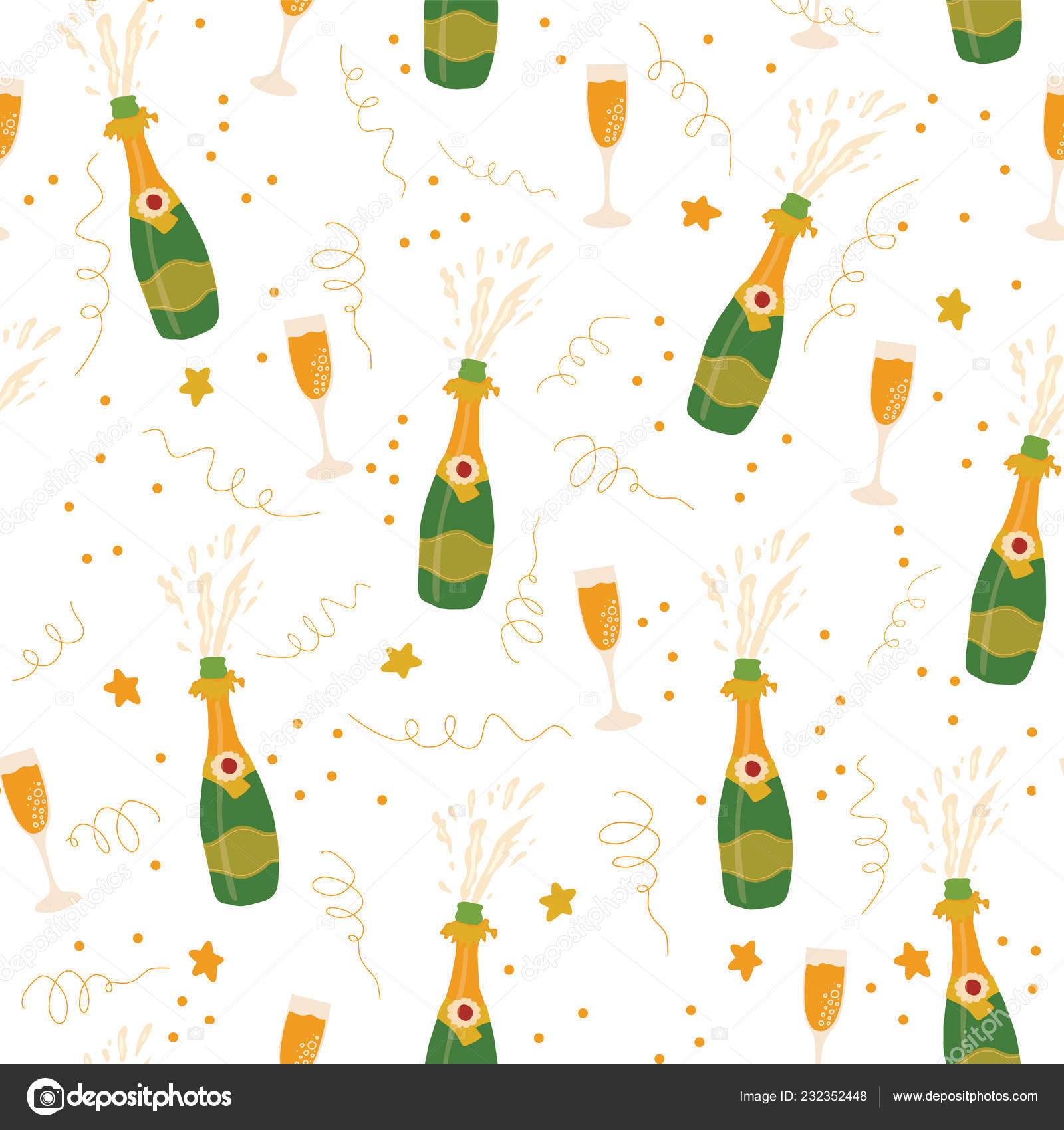 Champagne flutes and bottles vector background Stock Vector Image by