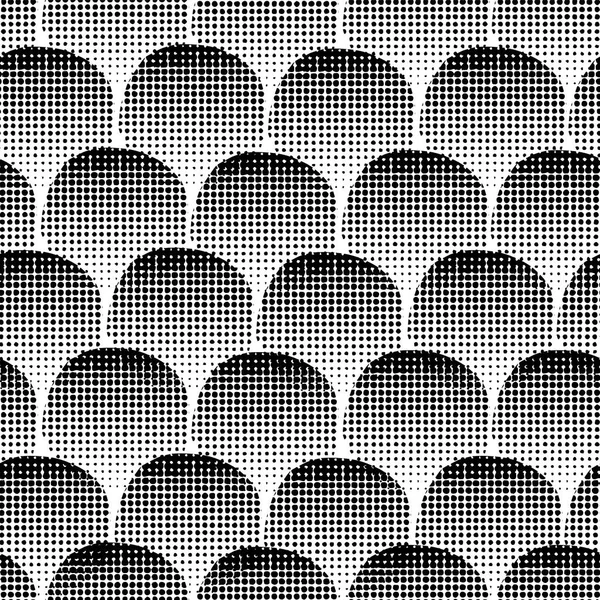 Monochrome seamless vector background black textured circles. Black dots on white background. Abstract geometric background. Dotted circles pattern. Graphic illustration for wrapping, web backgrounds — Stock Vector