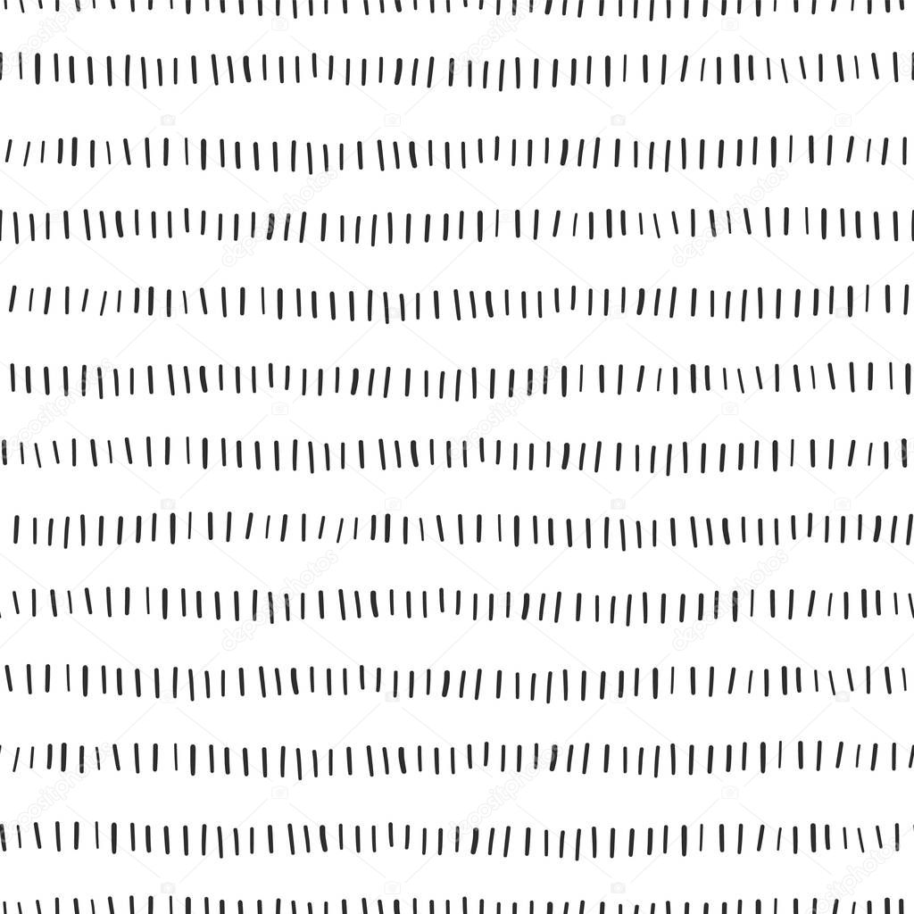 Seamless vector background black hand drawn vertical lines in horizontal rows on white background. Monochrome design. Hand drawn doodle strokes. Textured backgound. Abstract geometric lines background