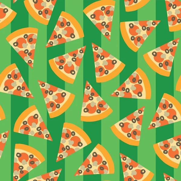 Pizza Řezy Bezešvá Vektorová Vzor Pozadí Rukou Kreslit Pizzu Doodle — Stockový vektor