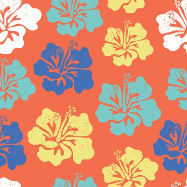 Hibiscus çiçek sorunsuz vektör desen. Aloha Hawaiian gömlek Se